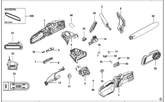 Black & Decker GKC1825L20 Chainsaw Spare Parts GKC1825L20