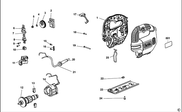 Black & Decker KS501 Jigsaw Spare Parts KS501