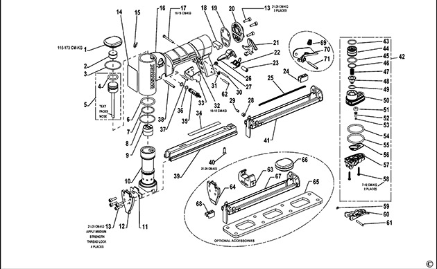 Bostitch 21671B-E Type Rev 1 Stapler Spare Parts 21671B-E