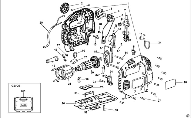 Black & Decker KS801SE Type 1 Jigsaw Spare Parts KS801SE