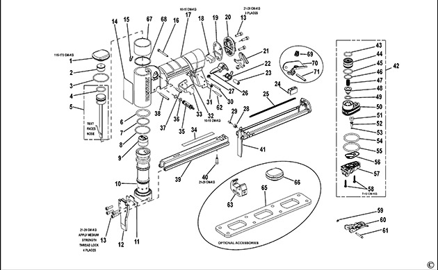 Bostitch 21680B-LN-E Type Rev 1 Pneumatic Stapler Spare Parts 21680B-LN-E