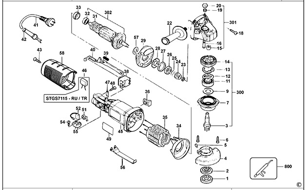 Stanley STGS7115 Type 1 Small Angle Grinder Spare Parts STGS7115