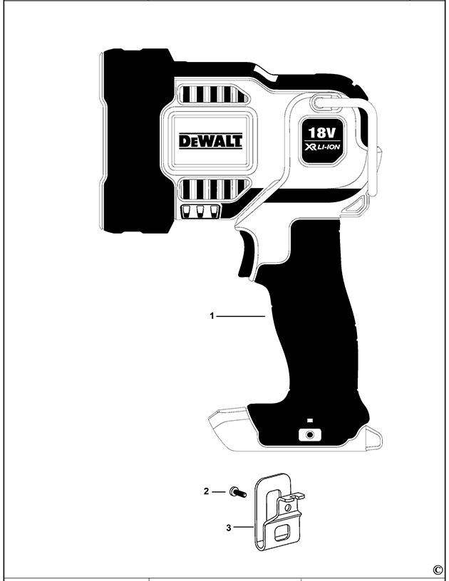 DeWalt DCL043 Type 1 Spotlight Spare Parts DCL043