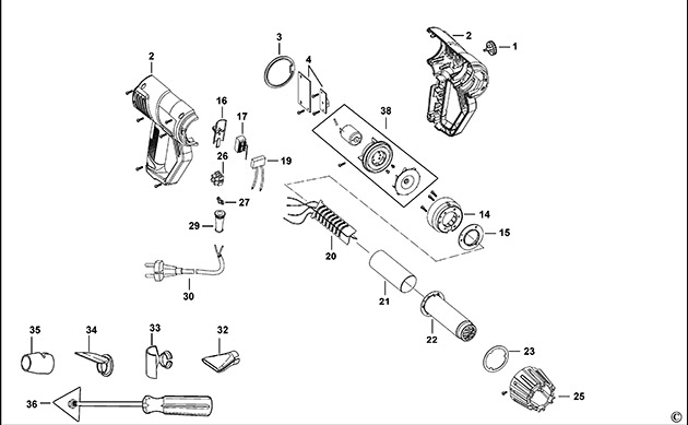 Black & Decker KX2001-B5 Type 1 Heatgun Spare Parts KX2001-B5