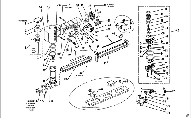 Bostitch 21680B-A-E Pneumatic Stapler Spare Parts 21680B-A-E
