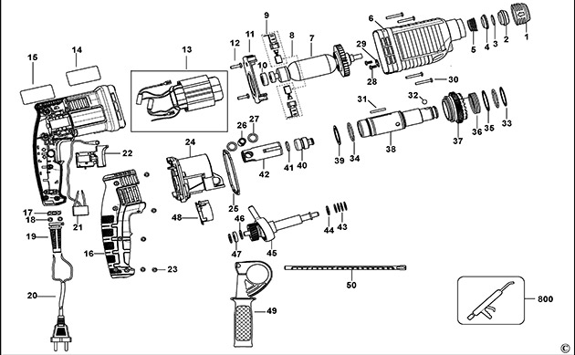 Black & Decker BDEL501 Type 1 Hammer Drill Spare Parts BDEL501