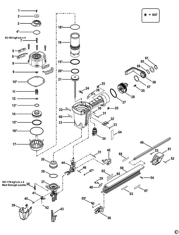 Bostitch MCN150-E Type Rev D / E Nailer Spare Parts MCN150-E