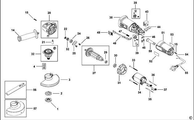 Black & Decker KG752 Type 1 Small Angle Grinder Spare Parts KG752