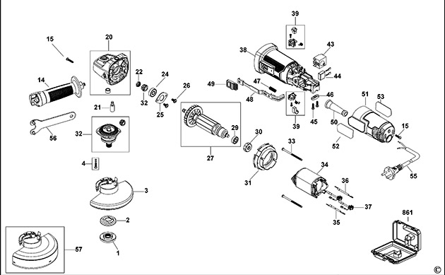 Stanley FME822 Small Angle Grinder Spare Parts FME822