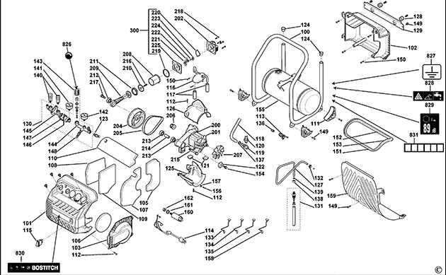 Bostitch RC-10SQ-E Type Rev 1 Compressor Spare Parts RC-10SQ-E