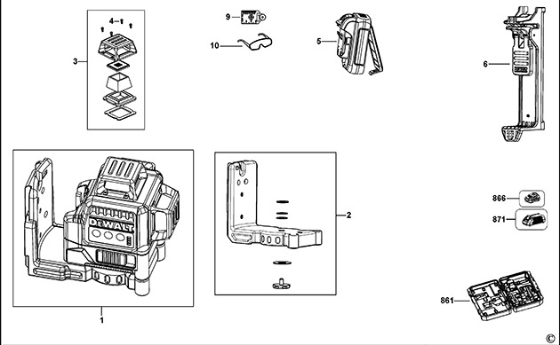 DeWalt DCE089G Type 1 Crossline Laser Spare Parts DCE089G
