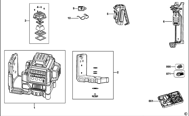 DeWalt DCE0811G Crossline Laser Spare Parts DCE0811G