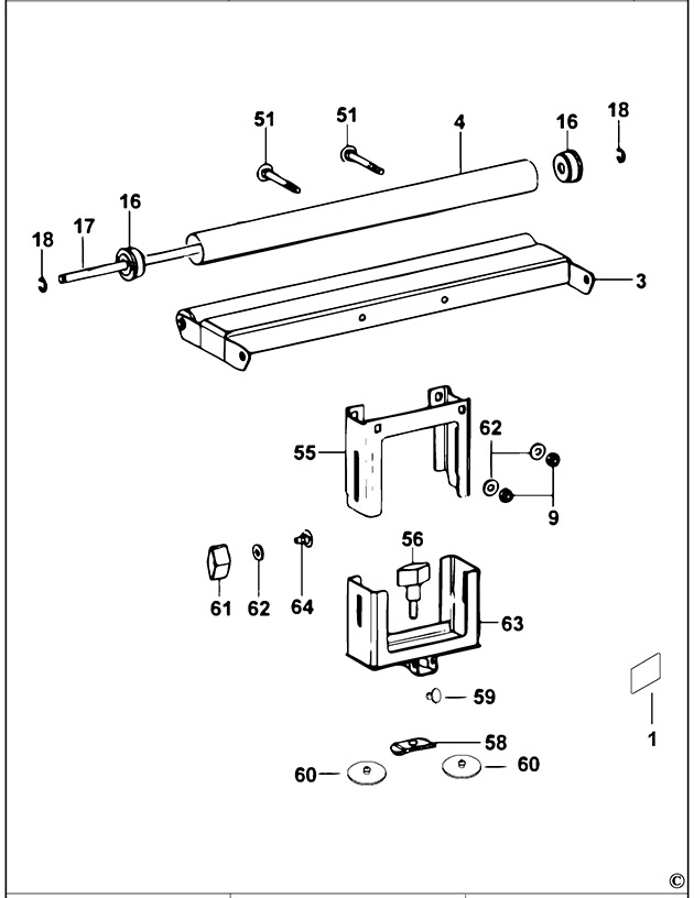 DeWalt DE7027 Type 3 Roller Support Spare Parts DE7027