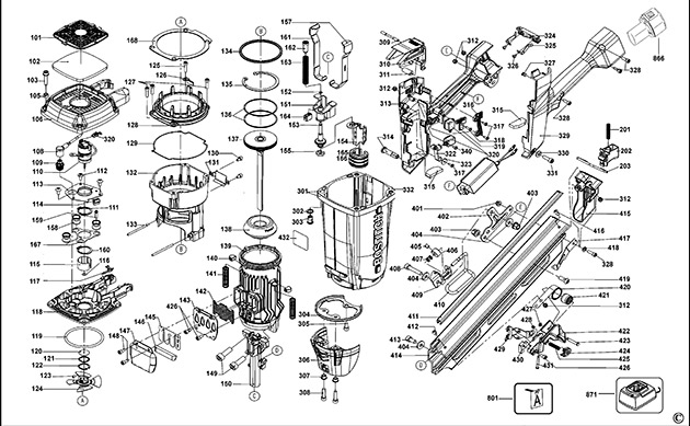 Bostitch GF9033-E Type REV-A Nailer Spare Parts GF9033-E