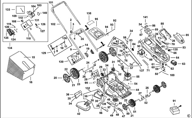 Black & Decker CLMA4820L2 Type 1 Rotary Mower Spare Parts CLMA4820L2