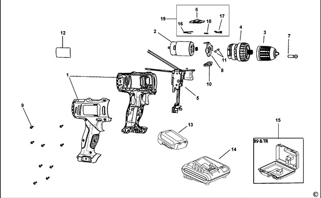 Stanley SCD12S2 Cordless Drill Spare Parts SCD12S2