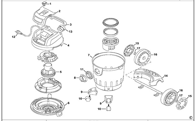 Stanley SXVC20PE Type 1 Vacuum Cleaner Spare Parts SXVC20PE