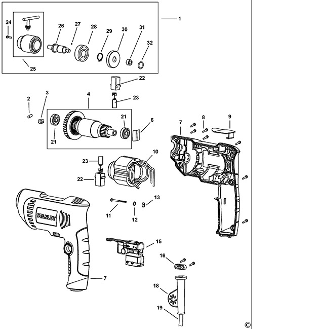 Stanley SDR3006 Drill Spare Parts SDR3006