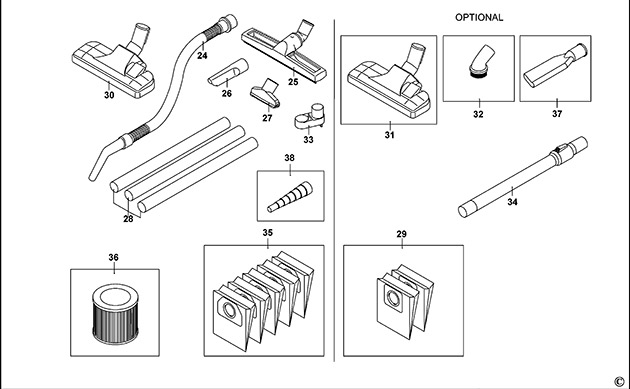 Stanley SXVC30XTDE Type 1 Vacuum Cleaner Spare Parts SXVC30XTDE