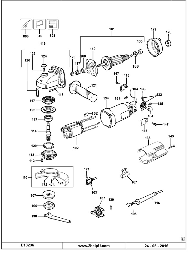 DeWalt DWE4010T Angle Grinder Spare Parts DWE4010T
