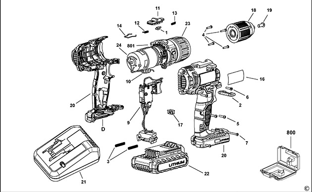 Stanley SCH20 Cordless Drill 18v Li-ion Spare Parts SCH20