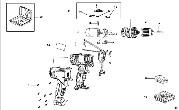 Stanley FMC021 C'less Drill/driver Spare Parts FMC021