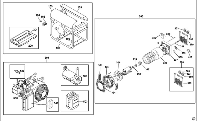 DeWalt PE242SHI017 Petrol Generator Spare Parts PE242SHI017