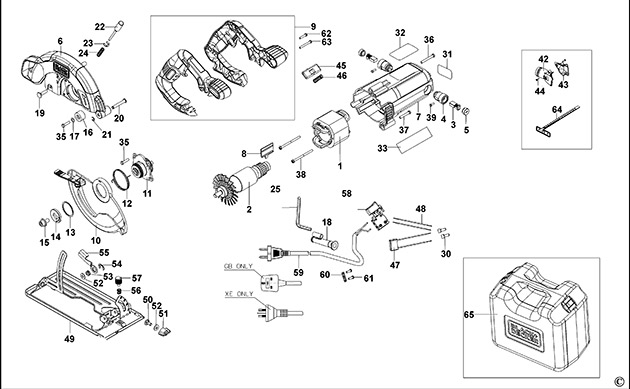 Black & Decker CS1250K Circular Saw Spare Parts CS1250K