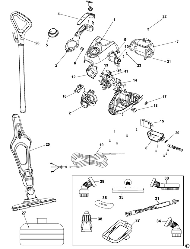 Black & Decker FSMH1321J Type 1 Steam Mop Spare Parts FSMH1321J