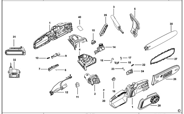 Black & Decker CS1825ST1 Chainsaw Spare Parts CS1825ST1