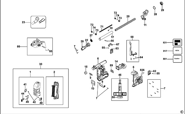 DeWalt D25304DH Dust Extractor Spare Parts D25304DH