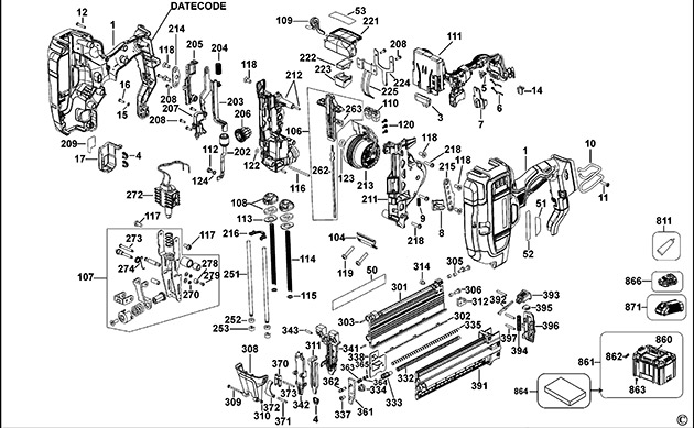 DeWalt DCN680 Brad Nailer 18 Gauge Spare Parts DCN680