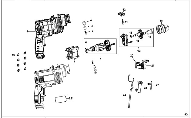 Black & Decker KR5010 Type 1 Hammer Drill Spare Parts KR5010