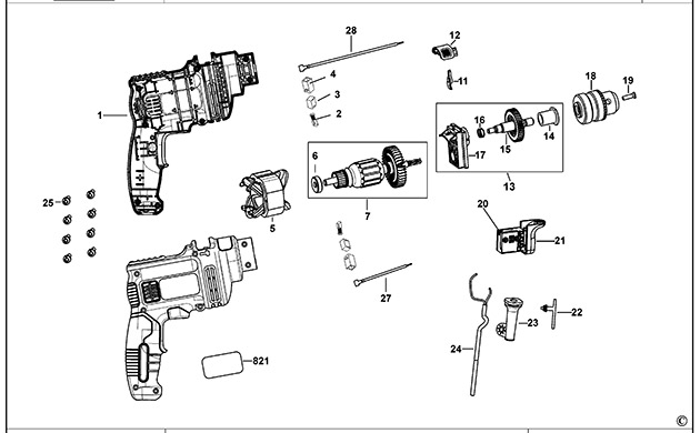 Black & Decker KR5010V Hammer Drill Spare Parts KR5010V