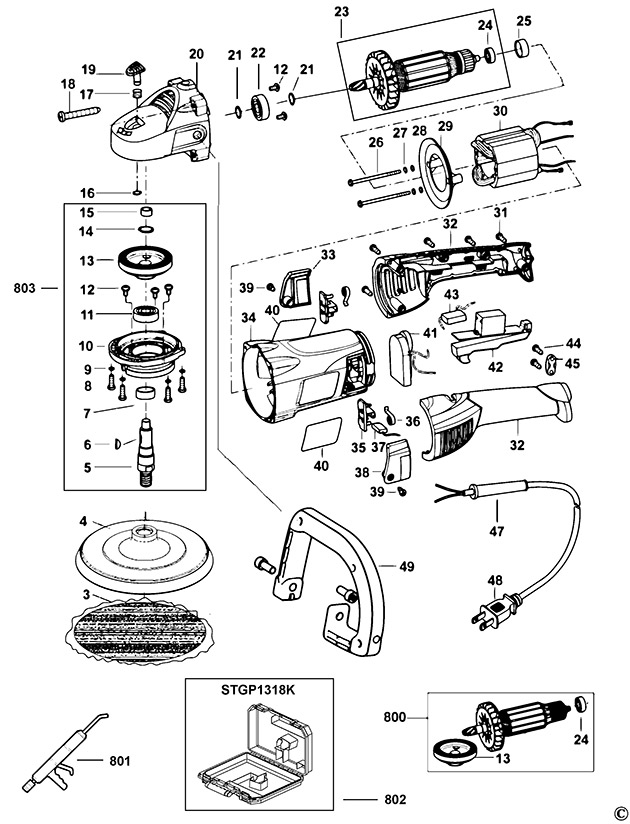 Stanley STGP1318 Polisher Spare Parts STGP1318