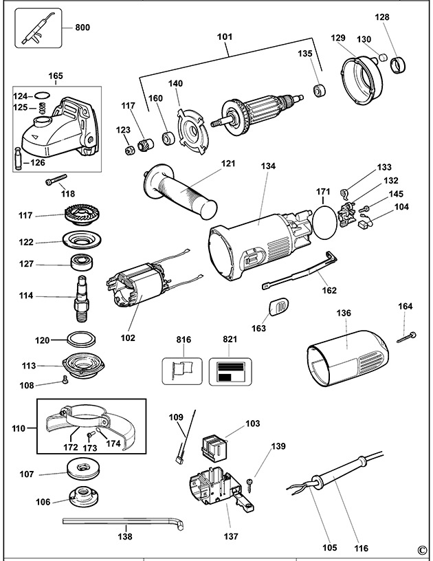 DeWalt DWE4016 Type 20 Small Angle Grinder Spare Parts DWE4016