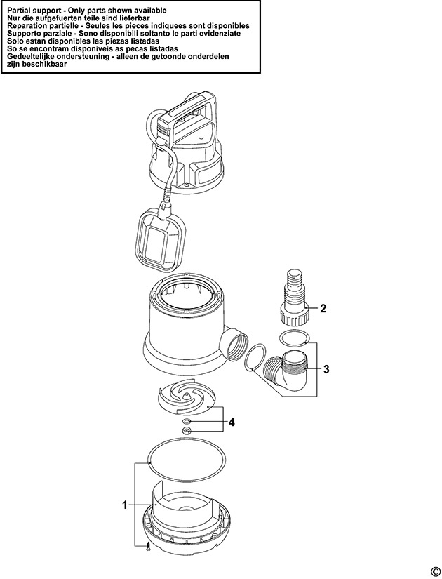 Black & Decker BXUP250PCE Type 1 Sub Pump Spare Parts BXUP250PCE