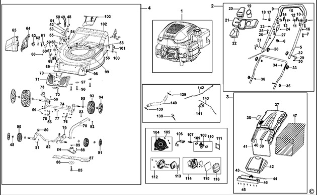 Stanley SLM-139-460 Type 1 Petrol Mower Spare Parts SLM-139-460