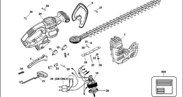 Black & Decker BEHT251 Type 1 Hedge Trimmer Spare Parts BEHT251