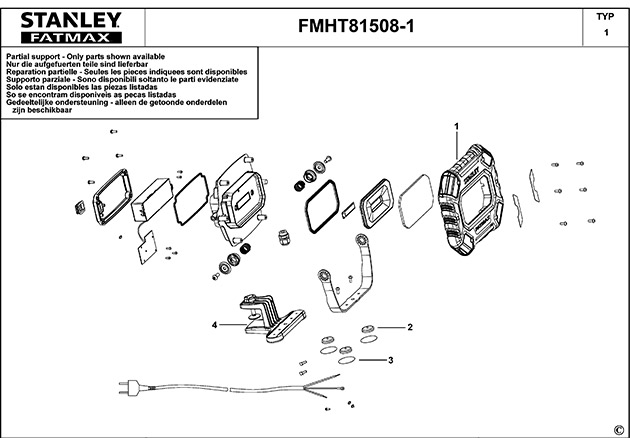 Stanley FMHT81508-1 Type 1 Worklight Spare Parts FMHT81508-1