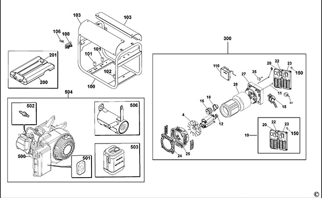 DeWalt PE402SHI01A Petrol Generator Spare Parts PE402SHI01A
