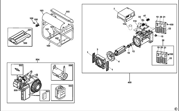 DeWalt PE532THI00Q Type 1 Petrol Generator Spare Parts PE532THI00Q