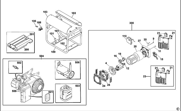 DeWalt PE402SHI01F Petrol Generator Spare Parts PE402SHI01F