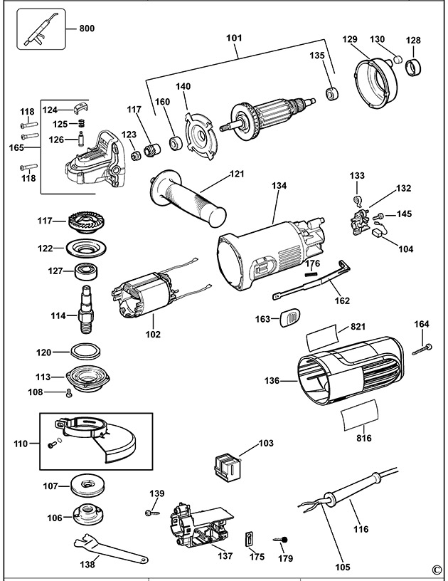 DeWalt DWE4010 Small Angle Grinder Spare Parts DWE4010