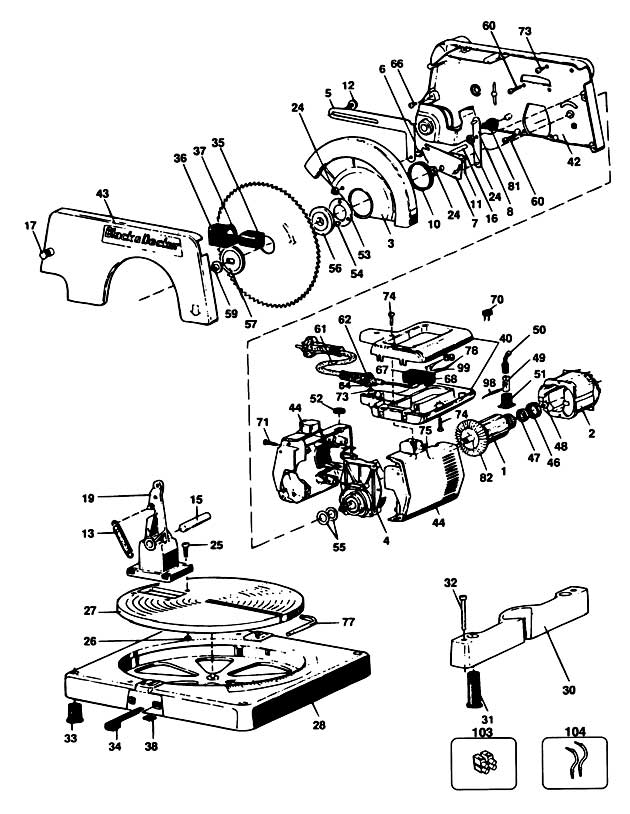 Black & Decker DN800 Type 1 Mitre Saw Spare Parts DN800