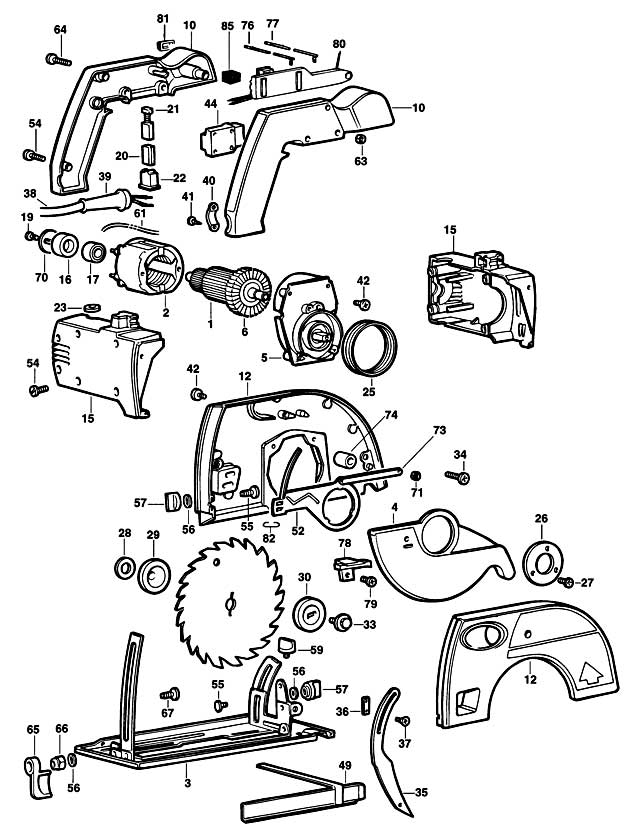 Black & Decker SR362E Type 1 Saw Spare Parts SR362E