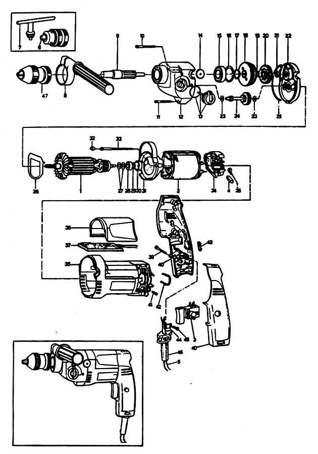 Black & Decker P1219 Type 1 Drill Spare Parts P1219