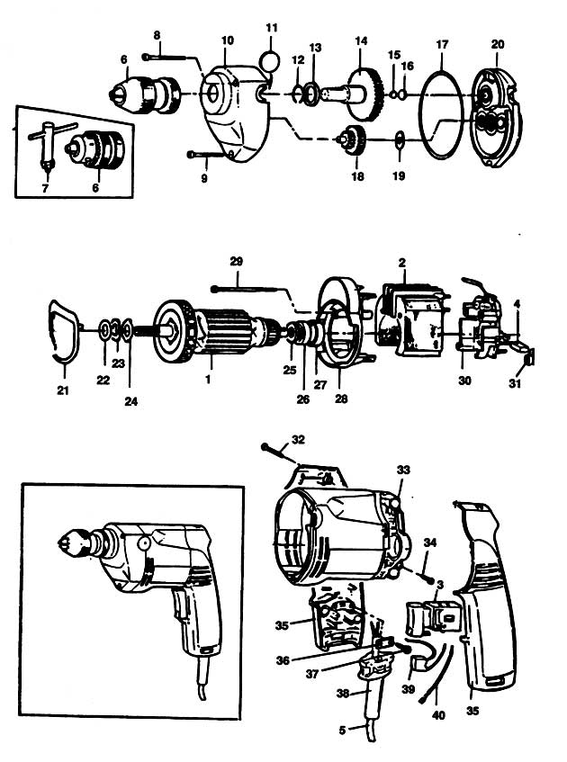 Black & Decker P1142 Type 1 Drill Spare Parts P1142