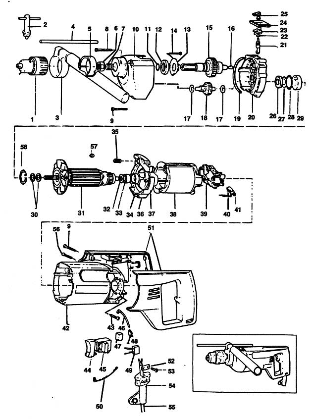 Black & Decker P2511 Type 1 Drill Spare Parts P2511