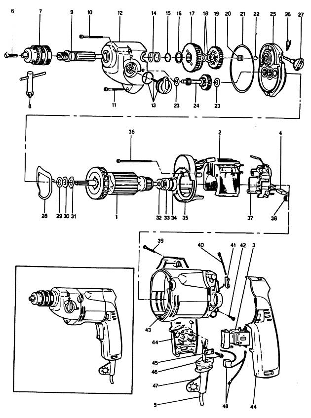 Elu EHD322 Type 1 Drill Spare Parts EHD322